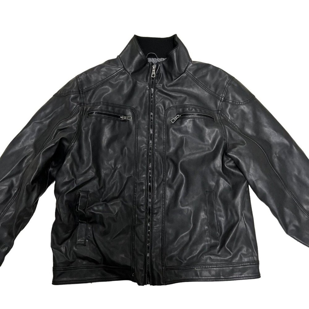 Men's Black Whispering Smith Jacket XXL Faux Leather Bomber Jacket